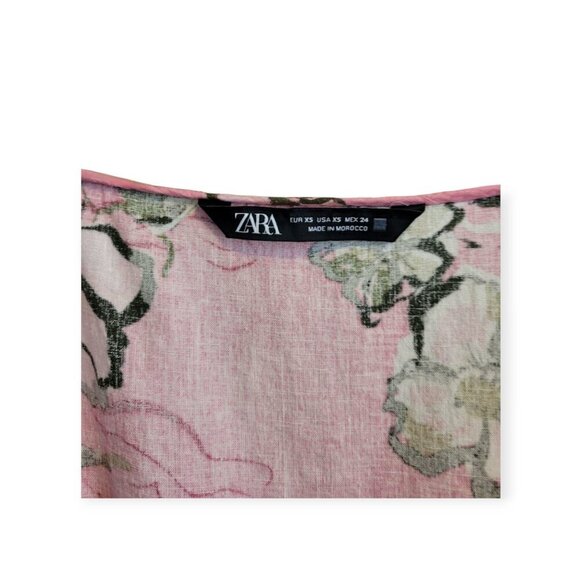 ZARA Linen-Blend Puff Sleeve Blouse XS - Picture 6 of 10